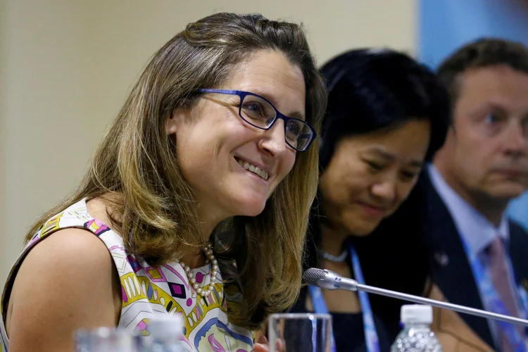 Chrystia Freeland: ministra canadense recorreu aos aliados em busca de informações sobre como estes países resolveram suas próprias disputas no passado (Feline Lim/File Photo/Reuters)