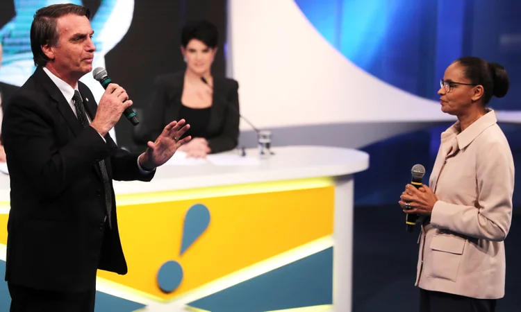 Bolsonaro e Marina:  Candidatos se enfrentaram sobre a igualdade salarial entre homens e mulheres (Paulo Whitaker/Reuters)