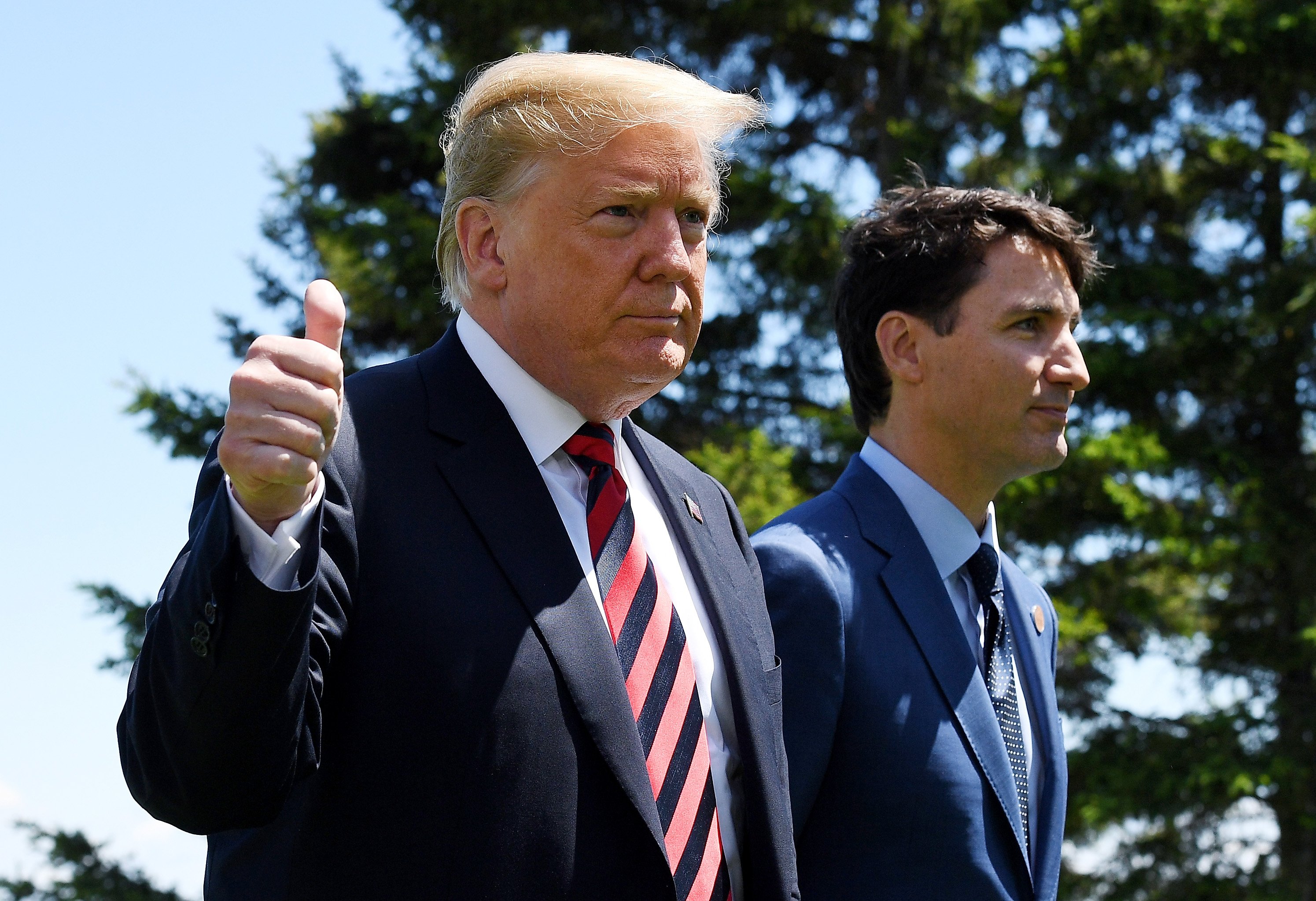 Presidente dos Estados Unidos, Donald Trump e o primeiro-ministro do Canadá, Justin Trudeau