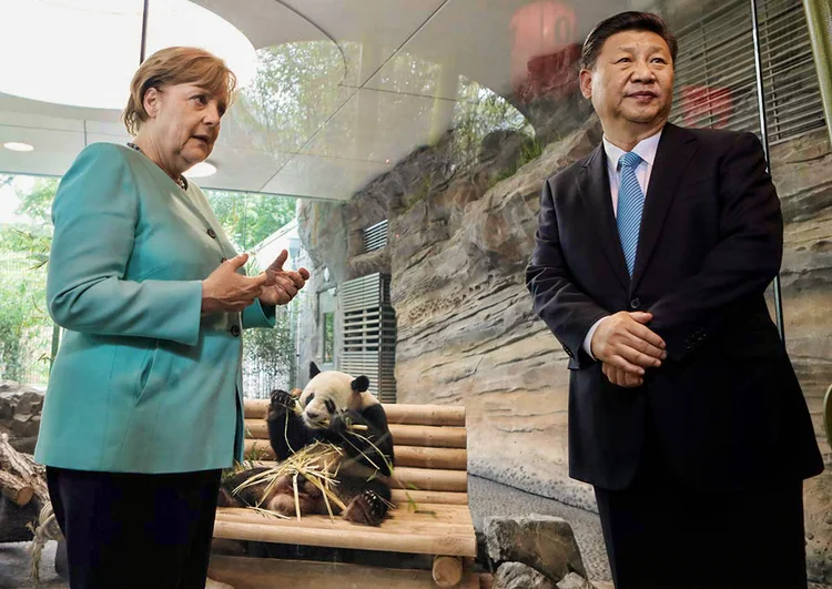 Angela Merkel se encontra com Xi Jinping quando ela era chanceler da Alemanha (Axel Schmidt/Reuters)