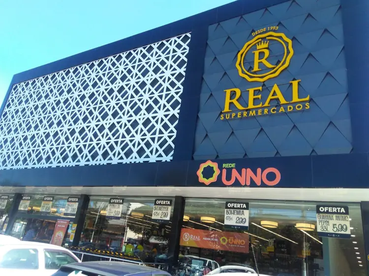 Rede de supermercados Real de Itaipu com logo do grupo Unno (Unno/Divulgação)