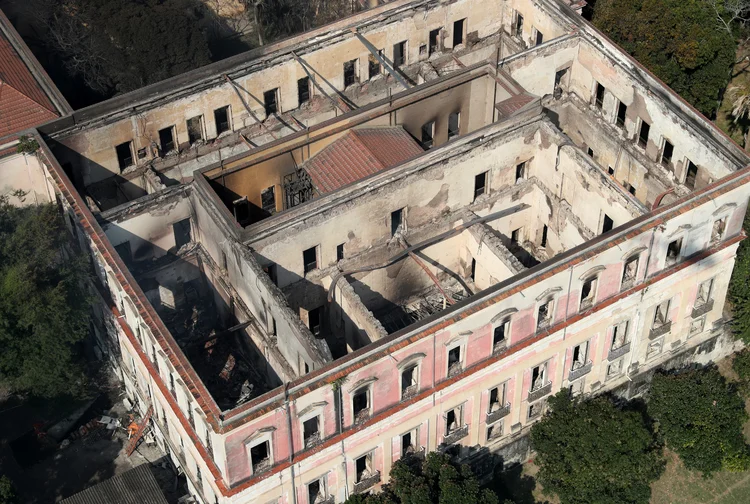 Museu Nacional: Maior parte do seu acervo foi destruída pelas chamas (Ricardo Moraes/Reuters)