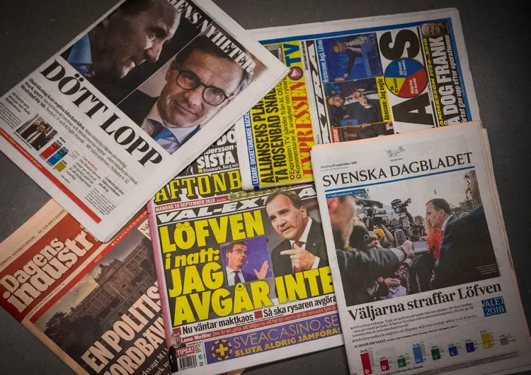 Eleições na Suécia: os Democratas Suecos, partido anti-imigração com raízes em um movimento neonazista, ganharam cerca de 18% dos votos (Hanna Franzen/Reuters)