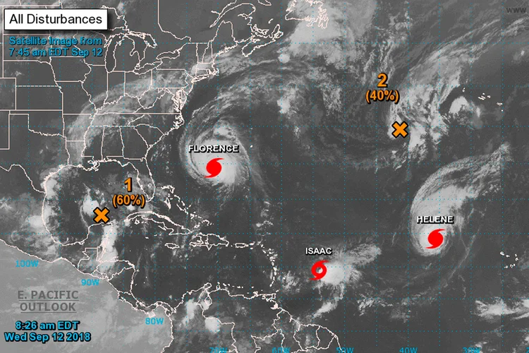 Furacão Florence: a tempestade será a primeira em décadas a atingir a Carolina do Norte (National Hurricane Center/Reprodução)