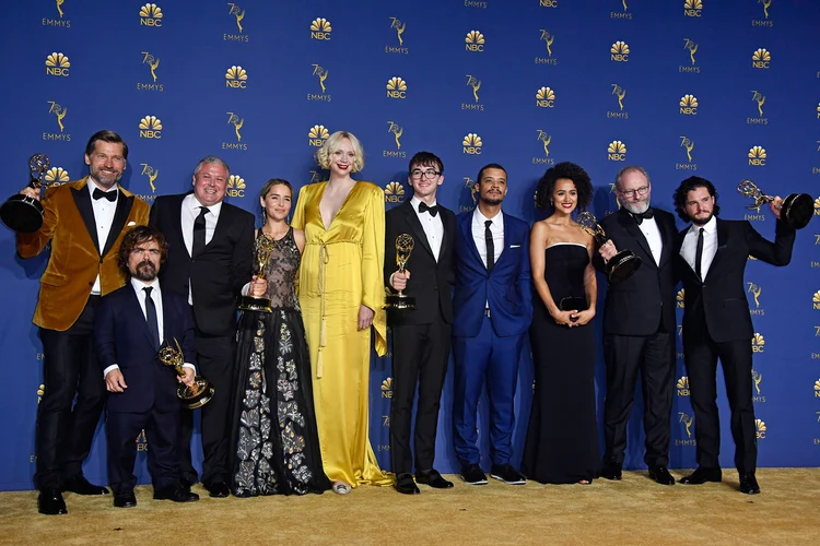 Elenco de Game of Thrones na premiação: série desbancou concorrentes como The Crown e Stranger Things, da Netflix, e The Handmaid's Tale, do Hulu (Frazer Harrison/Getty Images)