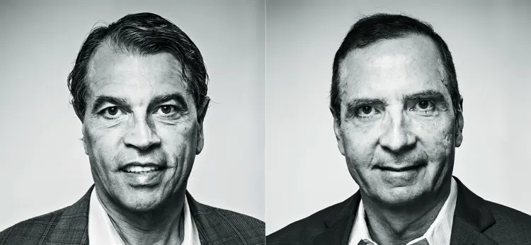 Luís Ermírio de Moraes (à esq.) e José Roberto Ermírio de Moraes, membros do conselho de administração da Votorantim S.A.: em busca de novos negócios | Germano Lüders / 
