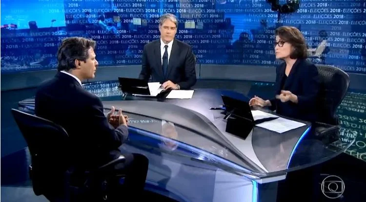 Fernando Haddad (PT) participa de debate no Jornal nacional nesta sexta-feira, 14 (Globo/Reprodução)