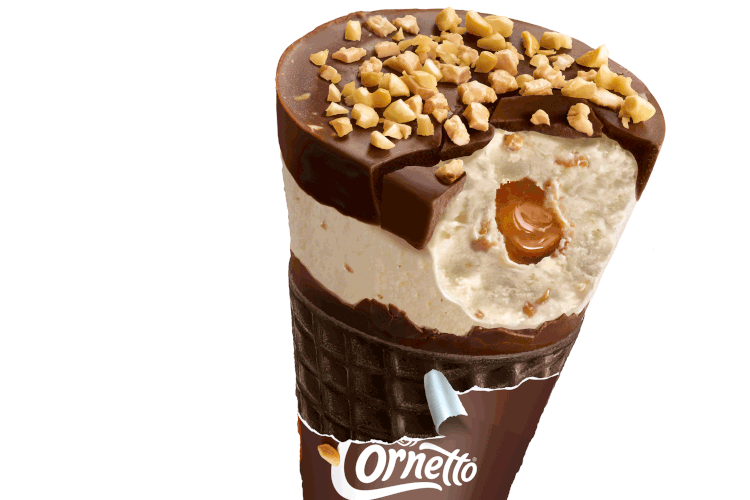 Sorvete com Snickers é lançado em versão Cornetto e pote (Unilever/Divulgação)