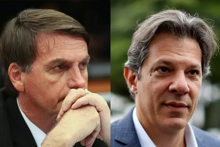 Bolsonaro e Haddad: pela pesquisa, os candidatos disputariam o segundo turno (Montagem/Exame)