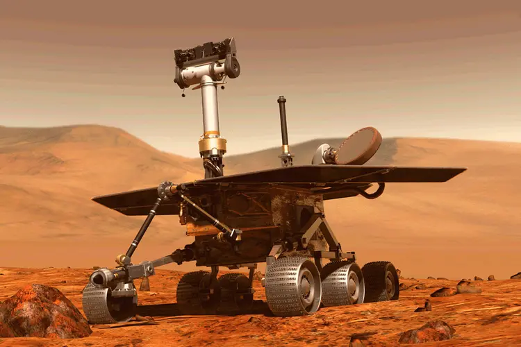 Opportunity: por conta de uma tempestade de areia, que obscureceu o Sol em Marte, o robô regista seu nível mais baixo de bateria (NASA/Reprodução)