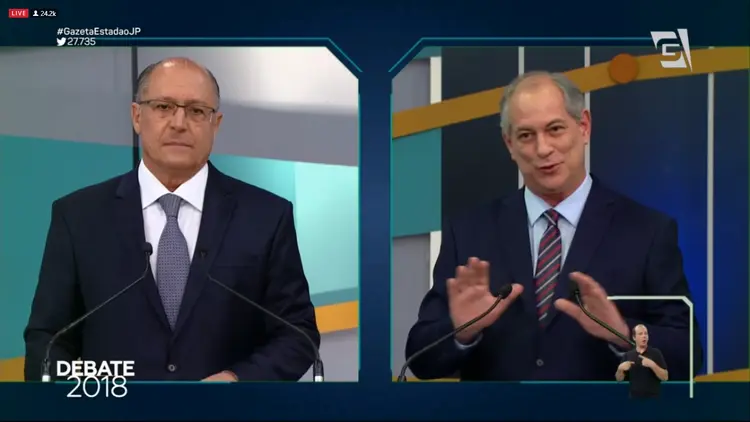 Alckmin e Ciro Gomes: os dois candidatos expressaram solidariedade em relação ao adversário ferido (TV Gazeta/Reprodução)