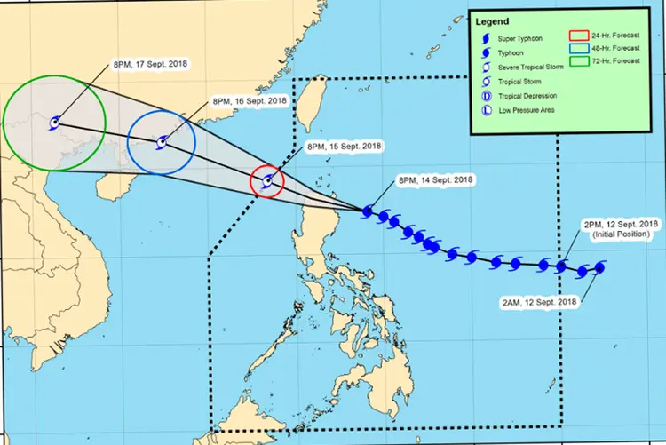 Filipinas: ondas destrutivas de até seis metros podem atingir vilarejos no caminho do tufão (Twitter/PAGASA-DOST/Reprodução)