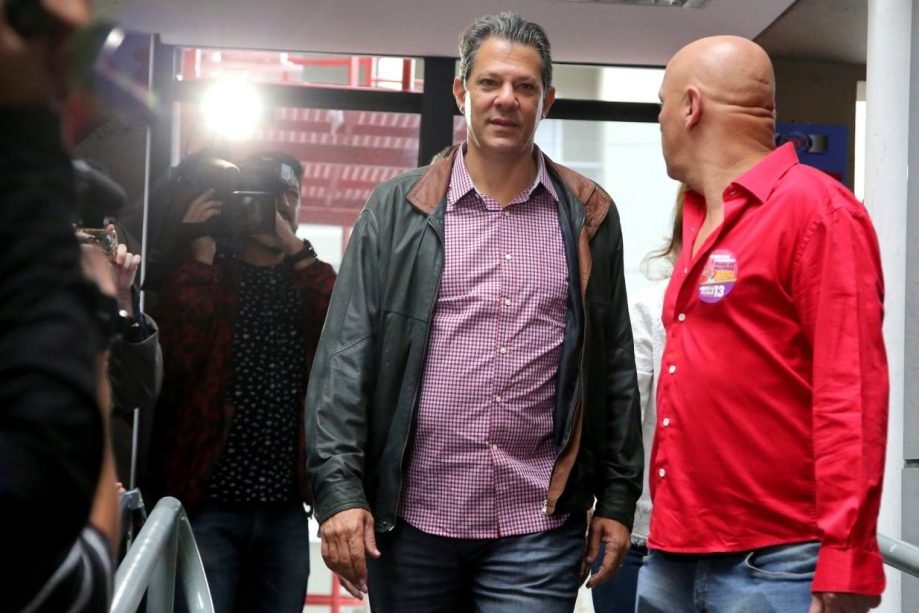 Fernando Haddad, candidato presidencial do PT, vota em São Paulo, dia 7/10/2018