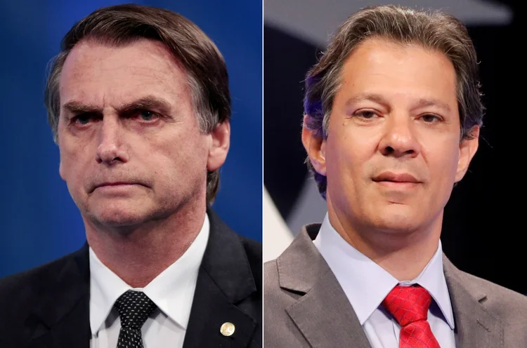 Haddad e Bolsonaro: trocam farpas no Twitter (Paulo Whitaker/Nacho Doce/Reuters)