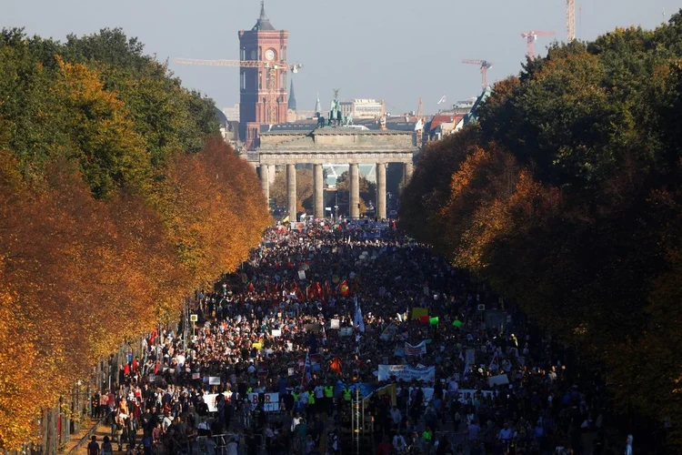 Protesto: "Não há lugar para os nazistas" (Michele Tantussi/Reuters)