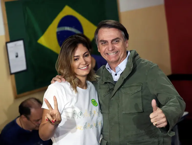 Michelle Bolsonaro: mulher de Jair Bolsonaro é mãe de sua filha caçula, Laura, de oito anos (Ricardo Moraes/Reuters)