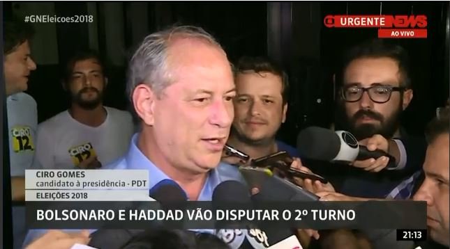 Ciro Gomes descarta apoio a Bolsonaro: "Ele não, sem dúvida"