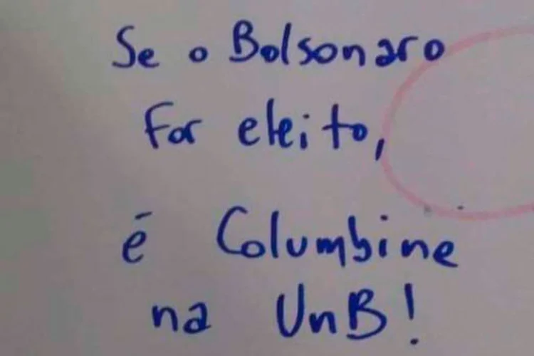 UnB: a universidade disse que tomou conhecimento da pichação por meio da fotografia postada nas redes sociais (Twitter/Reprodução)