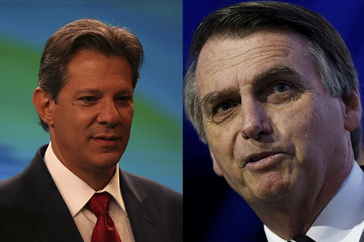 Fernando Haddad e Jair Bolsonaro (Montagem/Exame)