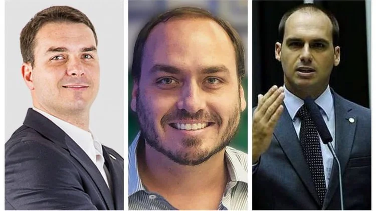 Flávio, Carlos e Eduardo Bolsonaro: filhos do presidente têm participação direta nos rumos do governo (Montagem/Divulgação)