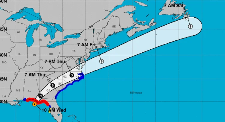 Furacão Michael: Ao todo, 35 condados dos 67 da Flórida estão em estado de emergência (NATIONAL HURRICANE CENTER/Reprodução)