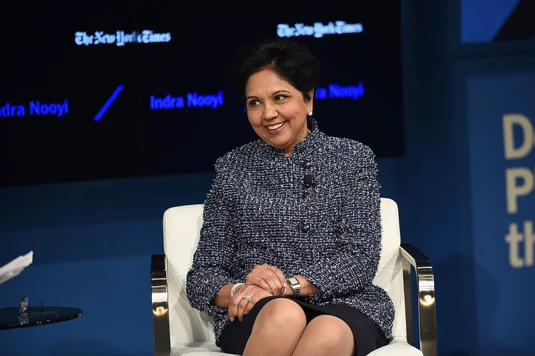 NEW YORK, NY - NOVEMBER 10:  Chairman and CEO of PepsiCo Indra Nooyi speaks at The New York Times DealBook Conference at Jazz at Lincoln Center on November 10, 2016 in New York City.  (Photo by Bryan Bedder/Getty Images for The New York Times )