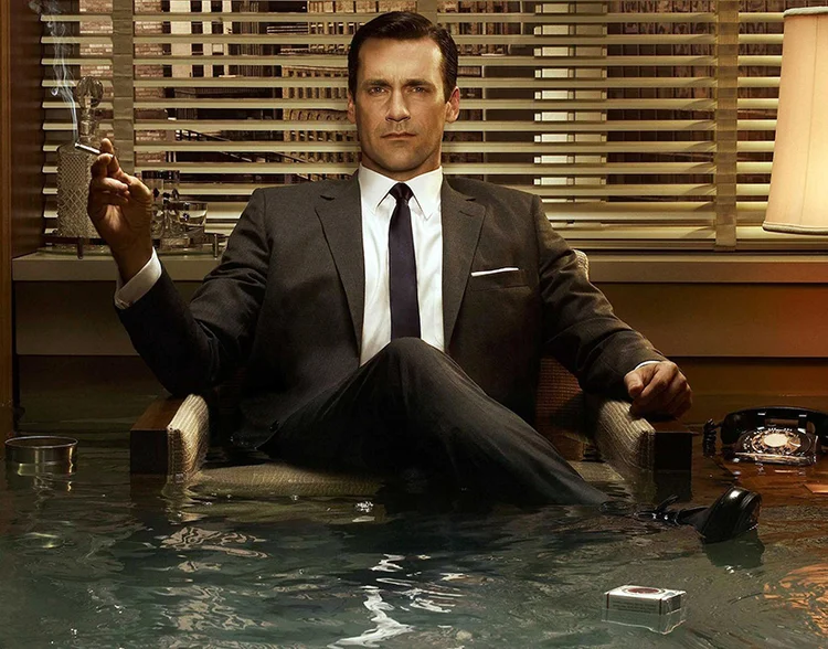 O ator Jon Hamm como Don Draper, na série Mad Men. (Universal/Divulgação)