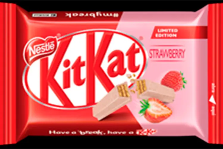 Edição limitada: Kit Kat de morango é um dos novos sabores da guloseima.  (Nestlé/Divulgação)