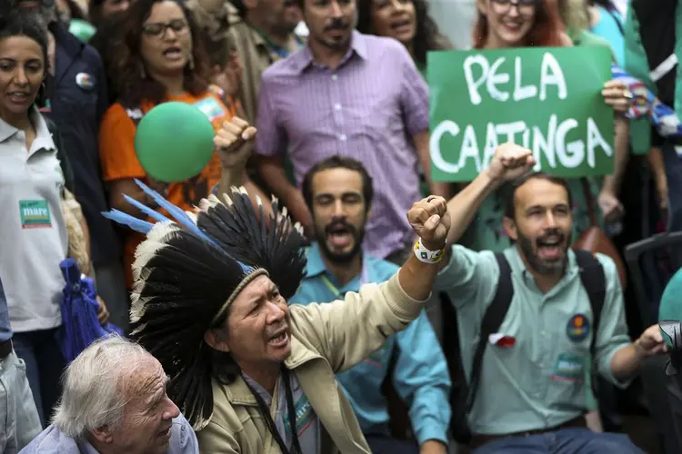 Manifestação: representantes da sociedade civil, servidores públicos da área ambiental, ativistas e movimentos indígenas realizam ato contra possíveis futuras políticas anti ambientais (Marcelo Camargo/Agência Brasil)