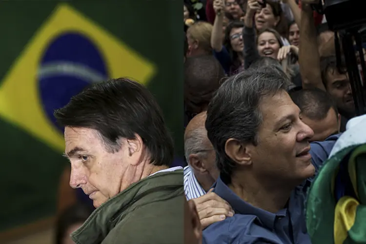 Bolsonaro e Haddad: campanha não teve dias mornos (Montagem/Exame)