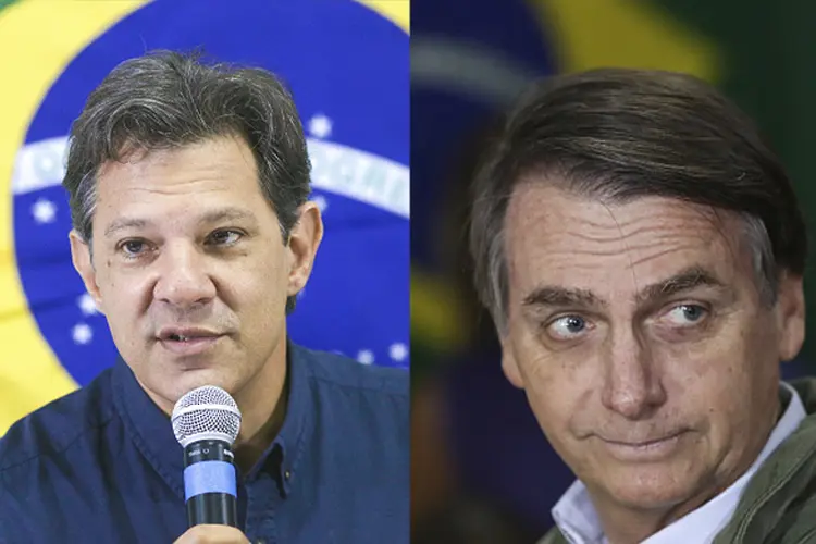 Haddad e Bolsonaro: oponentes durante a eleição presidencial baixaram o tom após a vitória do candidato do PSL no segundo turno (Dario Oliveira/NurPhoto & Ricardo Moraes-Pool/Getty Images)