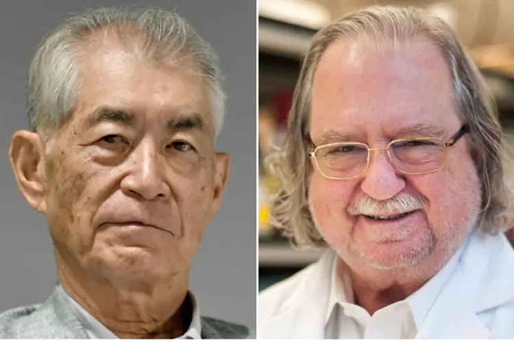 Tasuku Honjo e James Allison, ganhadores do Prêmio Nobel de Medicina 2018 (Kyodo/MD Anderson Cancer Center at The University of Texas/Divulgação/Reuters/Reuters)