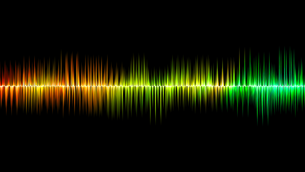 gráfico de onda sonoras que vai da cor laranja até o verde