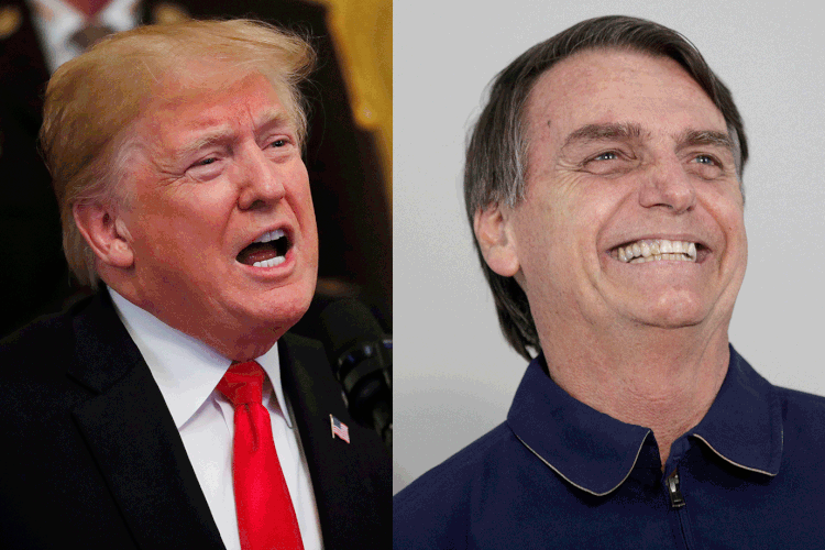 EUA e Brasil: Trump disse que teve uma ótima conversa com Bolsonaro, que venceu neste domingo as eleições (Montagem/EXAME/Reuters)