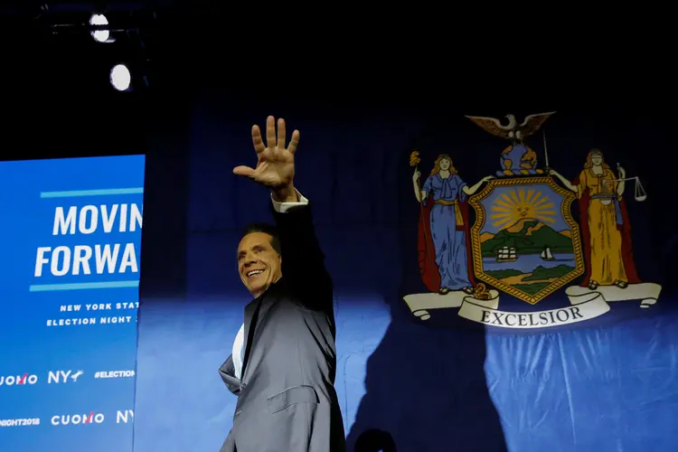 Andrew Cuomo: democrata foi reeleito nesta terça-feira para um terceiro mandato como governador do estado de NY (Caitlin Ochs/Reuters)