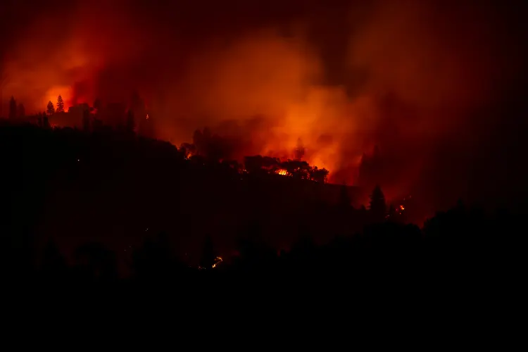 Campo pega fogo próximo a Big Bend, na Califórnia (Stephen Lam/Reuters)