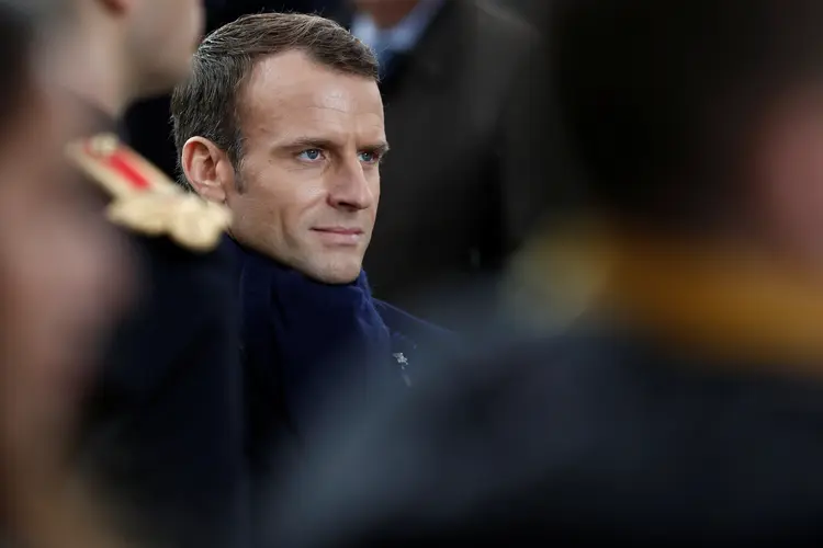 Emmanuel Macron, presidente da França, em homenagem aos mortos na Primeira Guerra Mundial (Benoit Tessier/Pool/Reuters)
