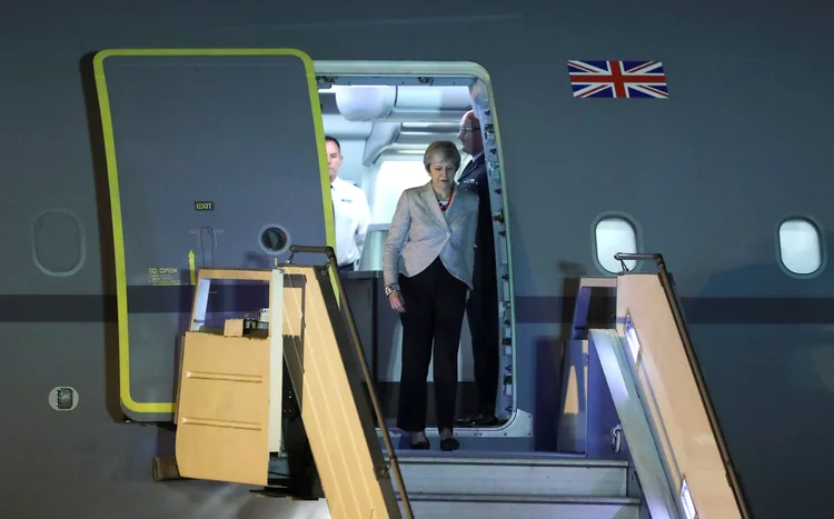 Theresa May chega em Buenos Aires: (Martin Acosta/Reuters)
