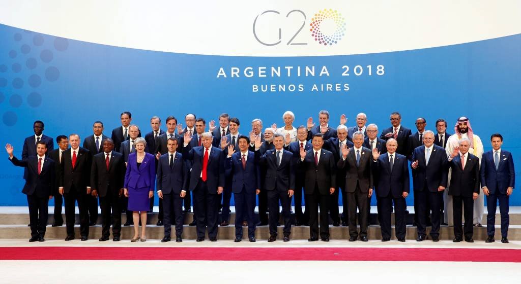 Foto de líderes dos 20 países que formam o G20 no encontro de 2018, em Buenos Aires, Argentina (Marcos Brindicci/Reuters)