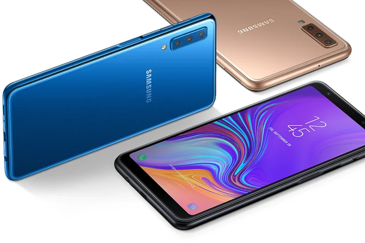 Três câmeras: Samsung Galaxy A7 de 2018 é o primeiro modelo da Samsung com três lentes na traseira (Samsung/Divulgação)