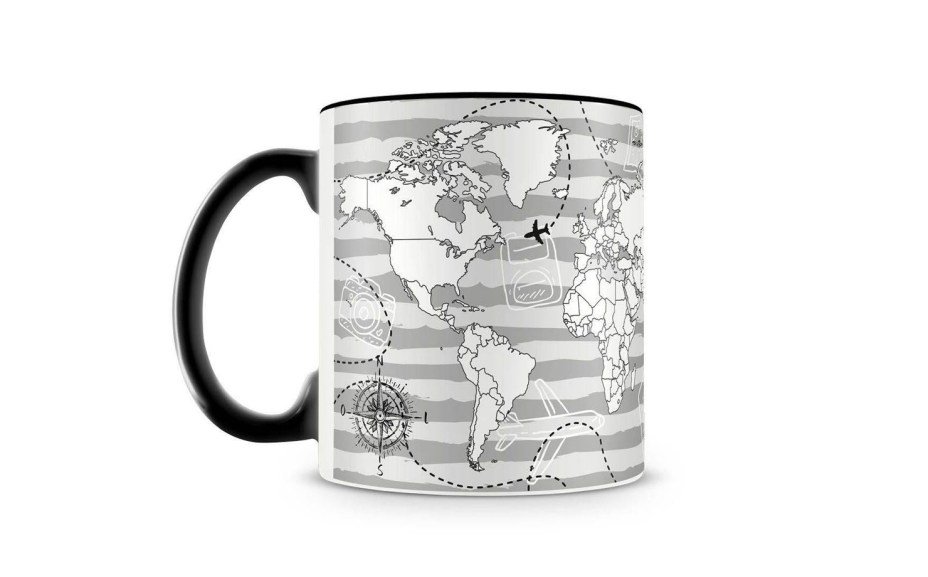Caneca Personalizada Mapa Mundi Para Colorir (Preta); Preço: R$ 35,90 na Americanas.com
