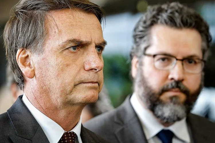 Jair Bolsonaro e o chanceler, Ernesto Araújo: suas ideias lançaram dúvidas sobre a liberalização comercial | Dida Sampaio/Estadão Conteúdo / 