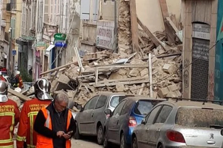 Edifício desabou em Marselha, na França (Twitter da Prefeitura da região de Bouches-du-Rhône/Divulgação)