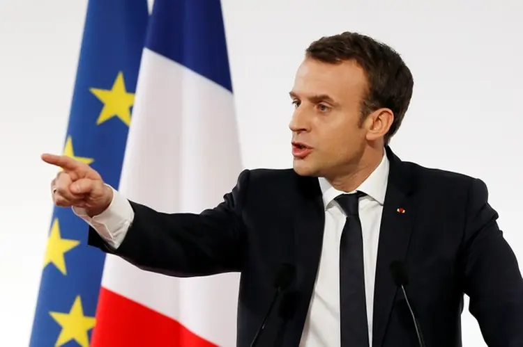 Macron: "Nas próximas semanas, as eleições europeias serão decisivas para o futuro de nosso continente" (Etienne Laurent/Pool/Reuters)