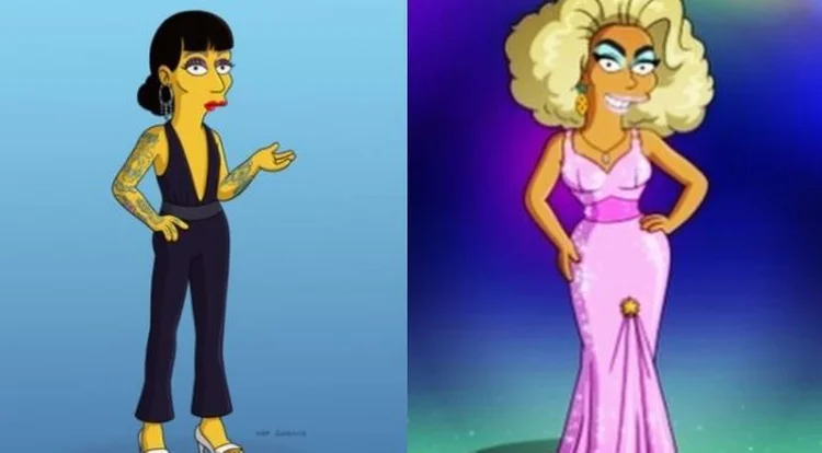 Os Simpsons: série de TV tem um histórico de retratar celebridades em seus episódios e costuma ter uma visão progressista em relação à comunidade LGBT (RuPaul/Twitter/Divulgação)