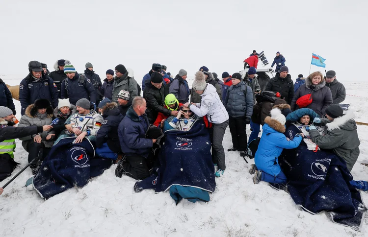 Astronautas: os tripulantes retornaram à Terra com as evidências (Shamil Zhumatov/Reuters)