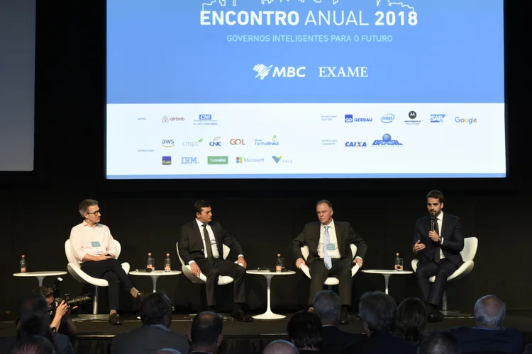 Governadores em evento do MBC e de EXAME: Romeu Zema, Wilson Lima, Renato Casagrande e Eduardo Leite (Germano Lüders/Exame)