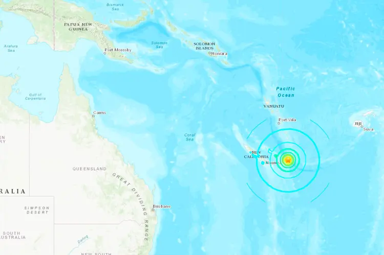 Nova Caledônia: a população será levada para abrigos enquanto vigorarem as medidas de segurança (Serviço Geológico dos Estados Unidos/Reprodução)