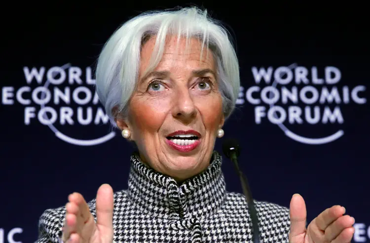 Christine Lagarde: a Diretora-Geral do FMI assiste a uma coletiva de imprensa antes da inauguração do Fórum Econômico Mundial em Davos , Suíça, em 21 de janeiro de 2019 (Arnd Wiegmann/Reuters)