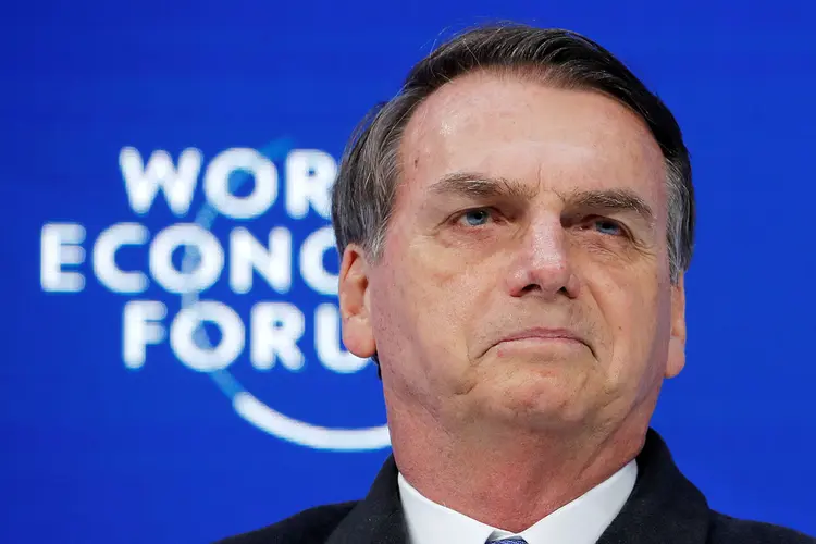 Jair Bolsonaro discursa no Fórum Econômico Mundial em Davos. 22 de janeiro de 2019 (Arnd Wiegmann/Reuters)